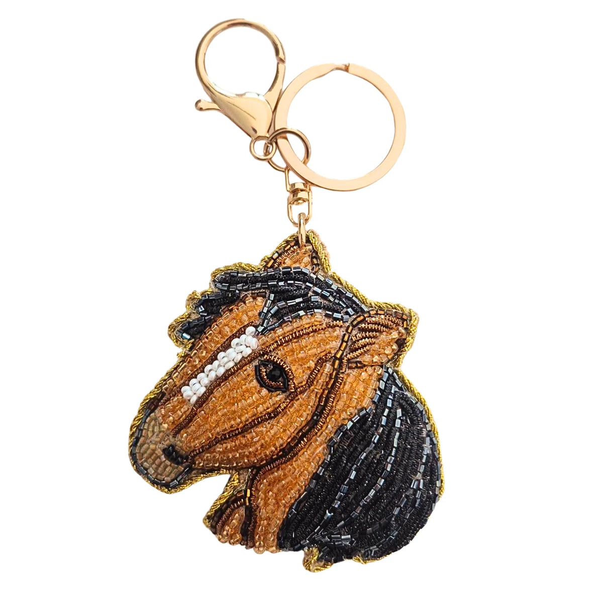 Keychain with horse head design on a white background