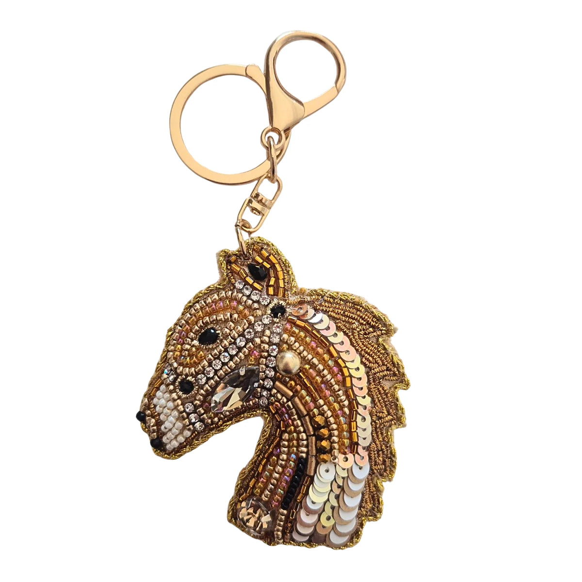 Keychain with horse head design on a white background