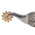 Double Twisted Band Spurs. Silver spur with gold accents on a white background