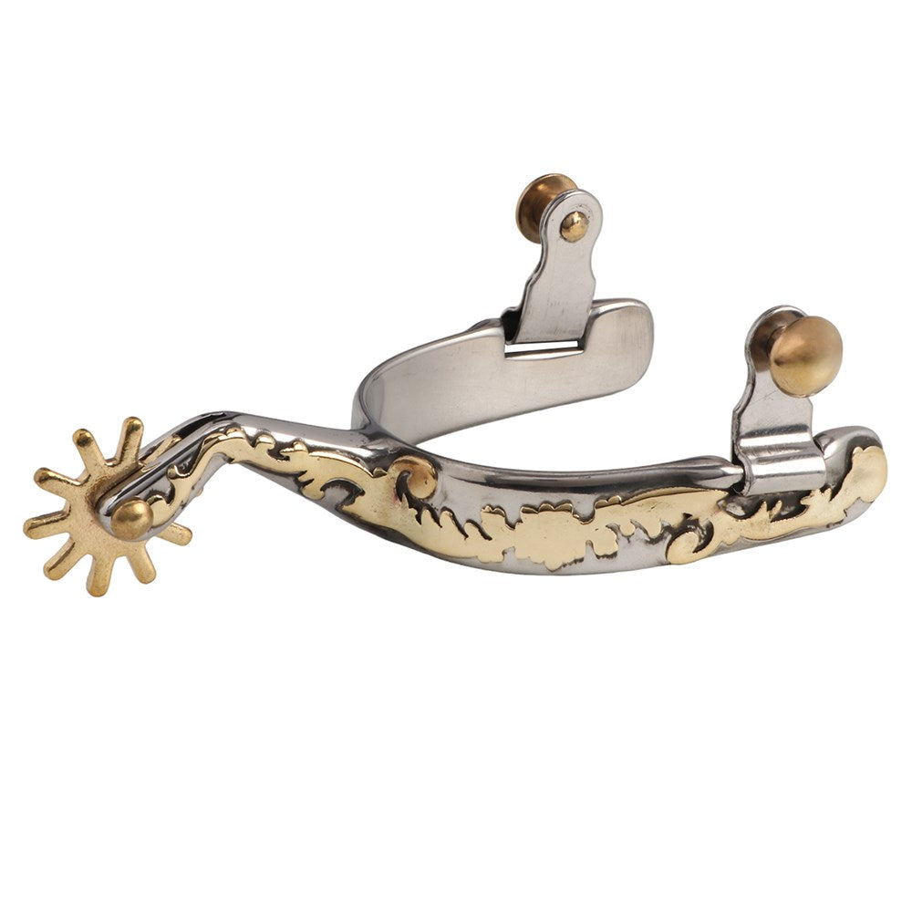 Pro Cutter Show Spurs. Silver and gold spur on a white background