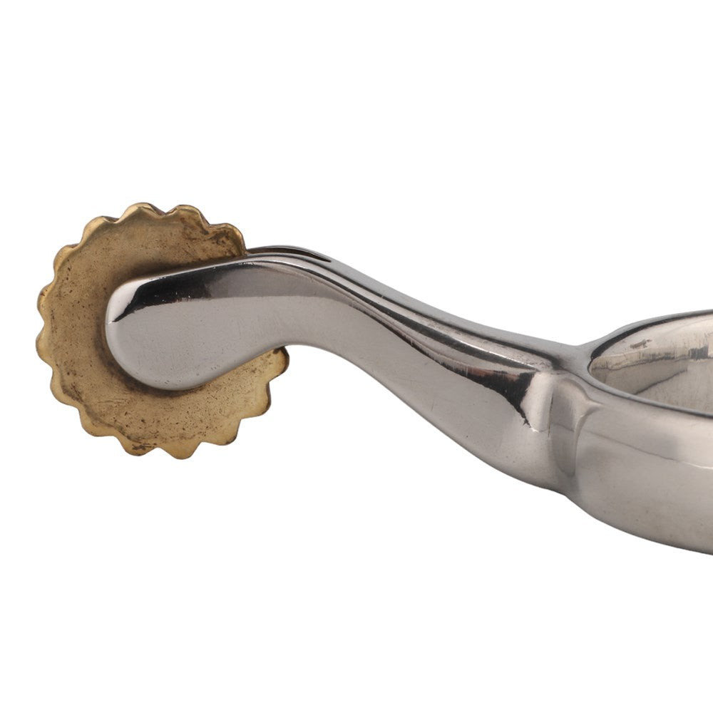 Ladies Lightweight Roping Spurs. Metallic cookie cutter with a scalloped edge on a white background