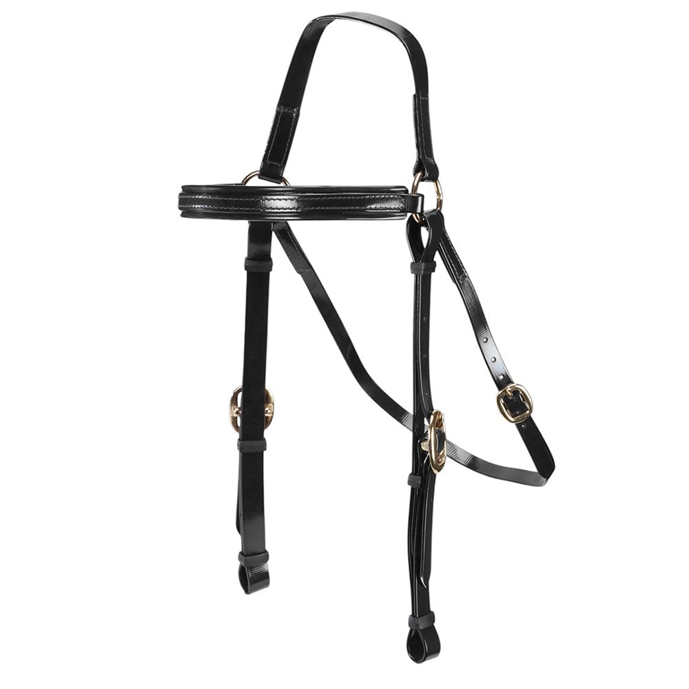 Horsemaster 3/4" PVC Barcoo Bridle. Black leather horse bridle on a white background