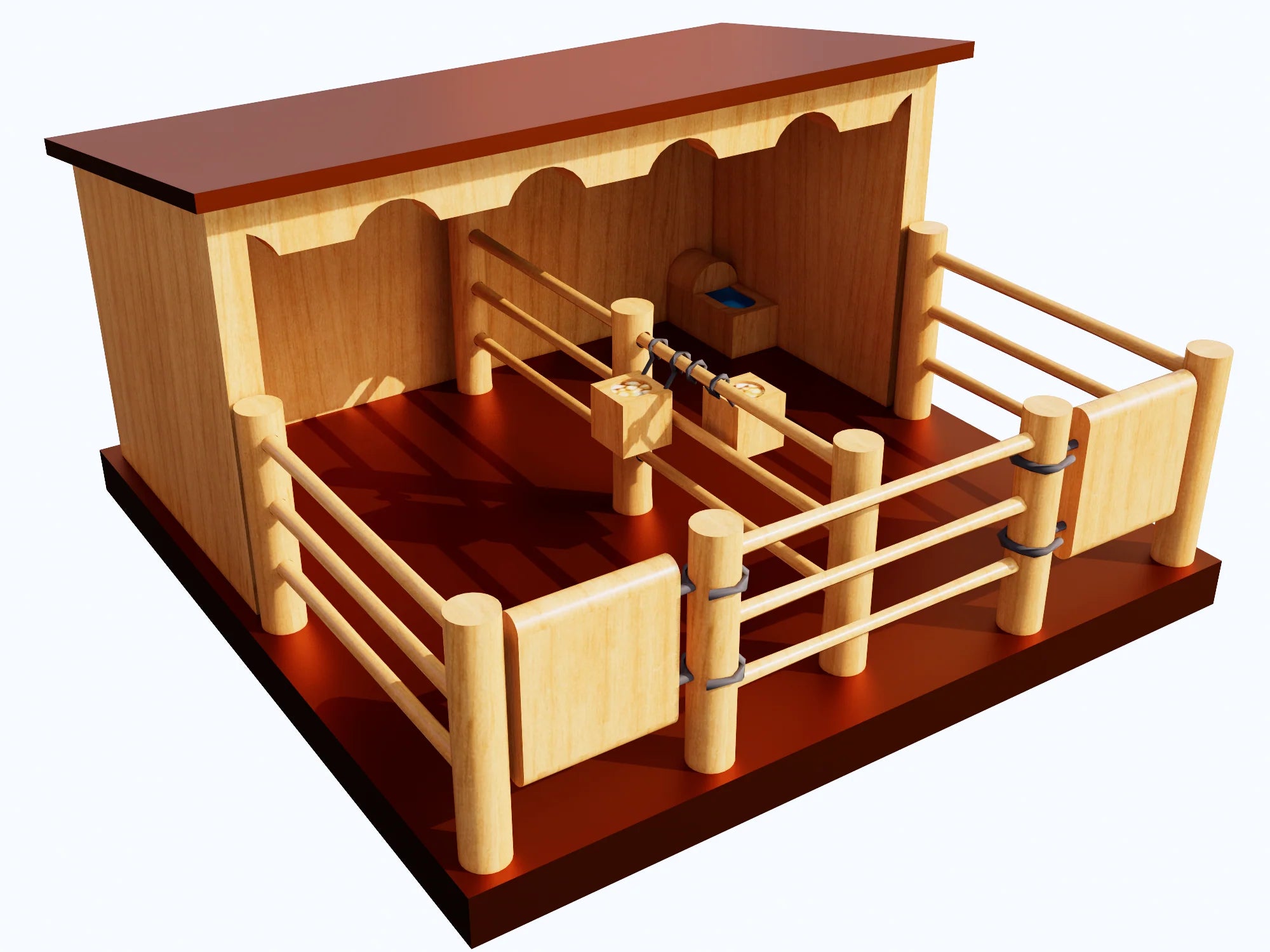 Country Toys Two Horse Wooden Stable