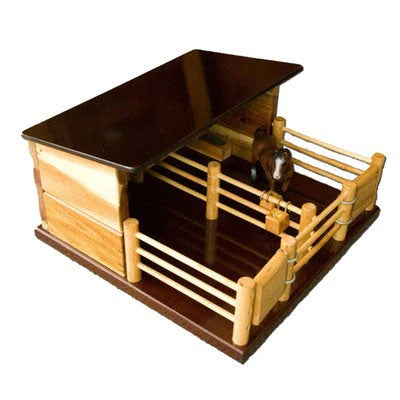Country Toys Two Horse Wooden Stable