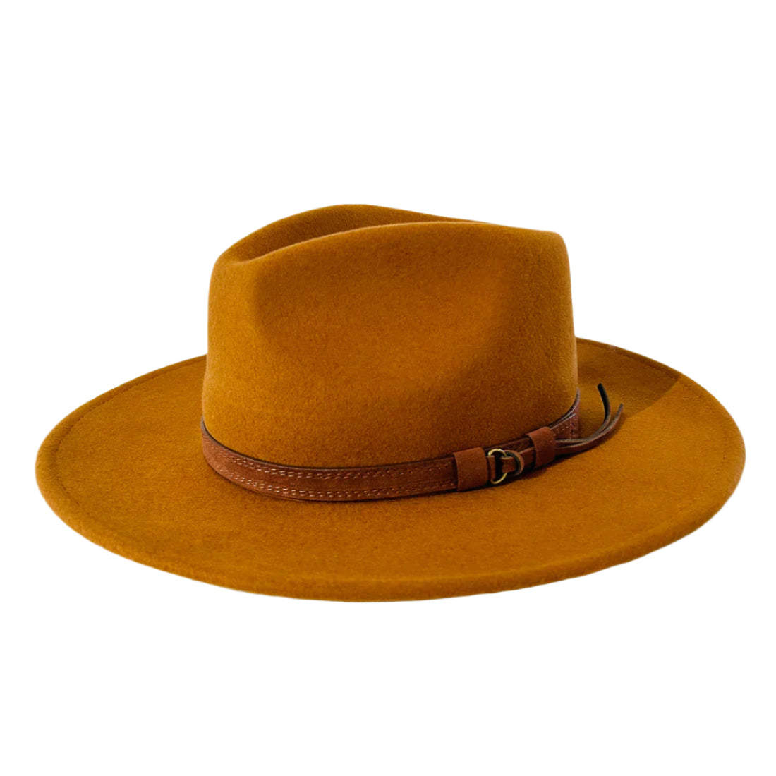 Sundaise Rhiannon Panama Hat. Brown fedora hat with a brown band on a white background