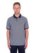 Man wearing a Thomas Cook Men's Dan Tailored S/S Polo. Navy Marle polo shirt with navy accents on a white background
