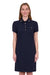 Woman wearing a Thomas Cook Women's Traci S/S Polo Dres. Navy blue polo dress with a small logo on a white background