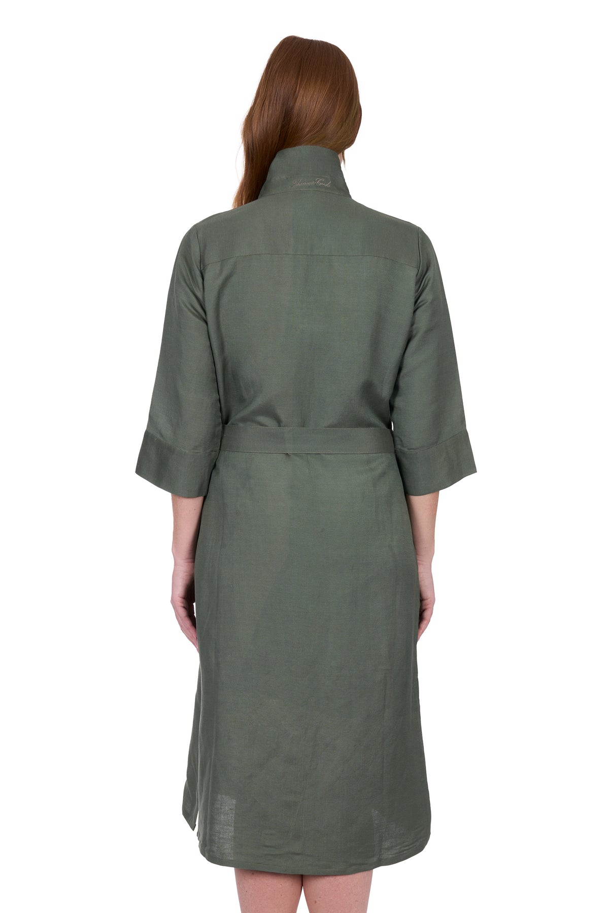 Thomas Cook Women's Sasha Shirt Dress. Green dress worn by a person on a white background