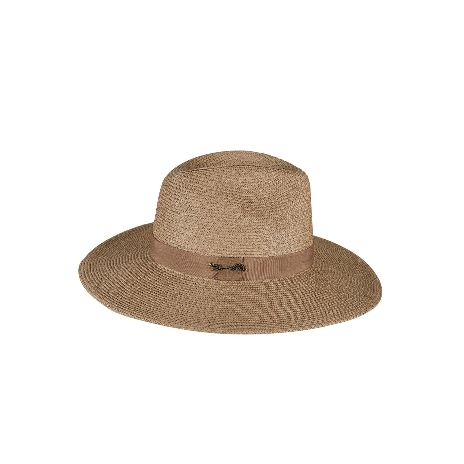 Thomas Cook Abigail Hat. Beige straw hat with a band on a white background