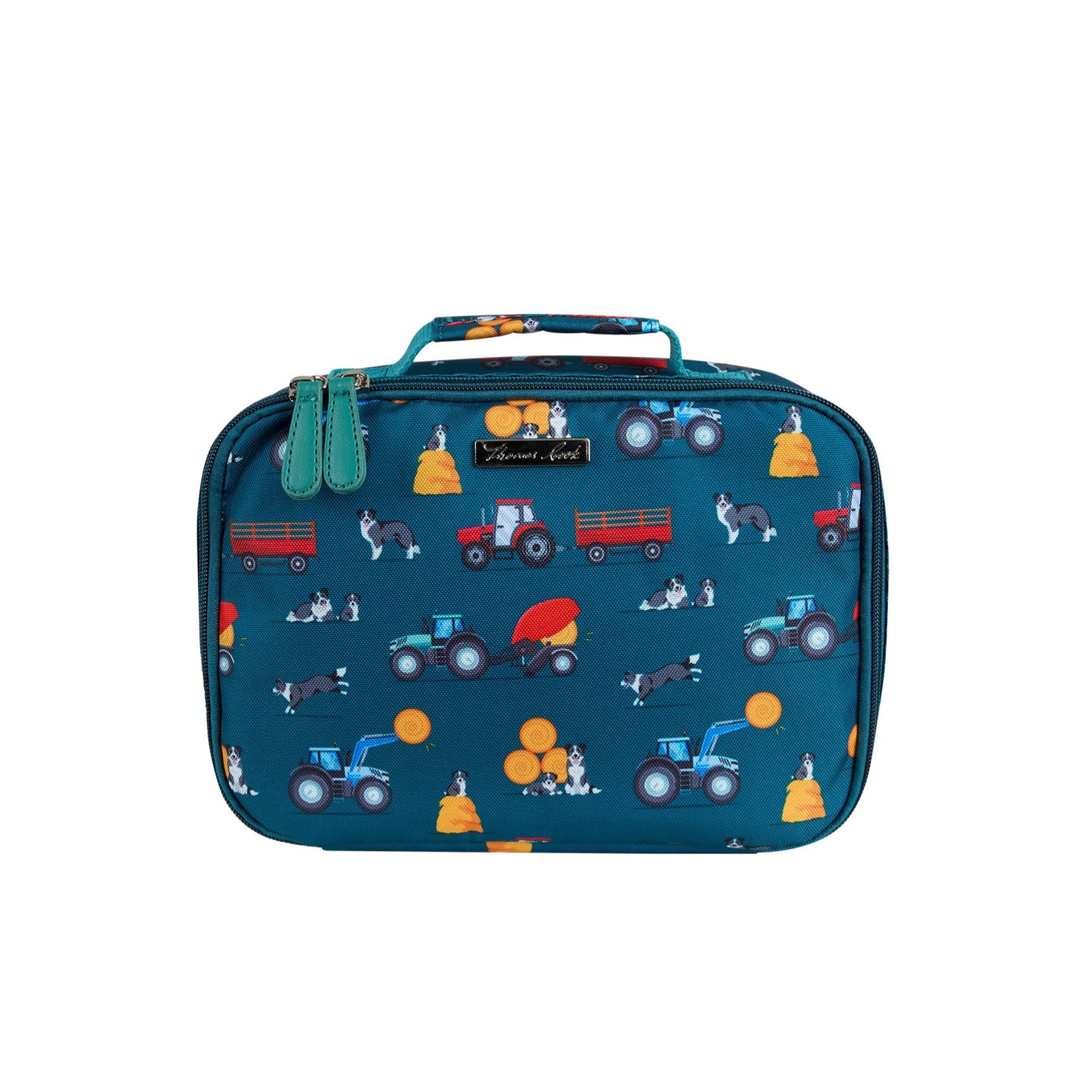 Thomas Cook Boy's Rory Lunch Bag. Blue lunch bag with vehicle pattern on a white background