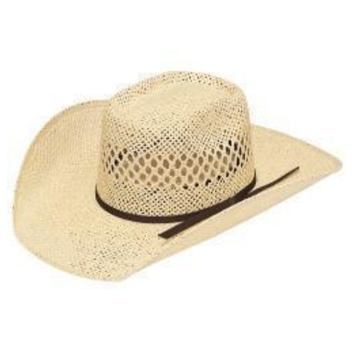 Twister Twisted Weave Kids Straw Cowboy Hat. Beige straw cowboy hat with a black band on a white background