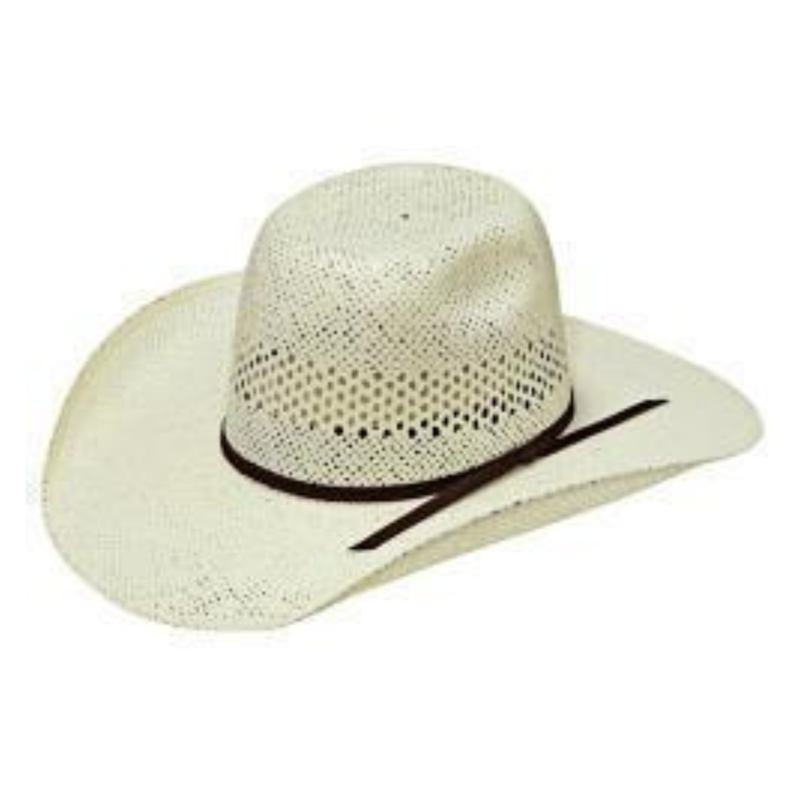 Twister Twisted Weave Kids Straw Cowboy Hat. Beige cowboy hat with a black band on a white background