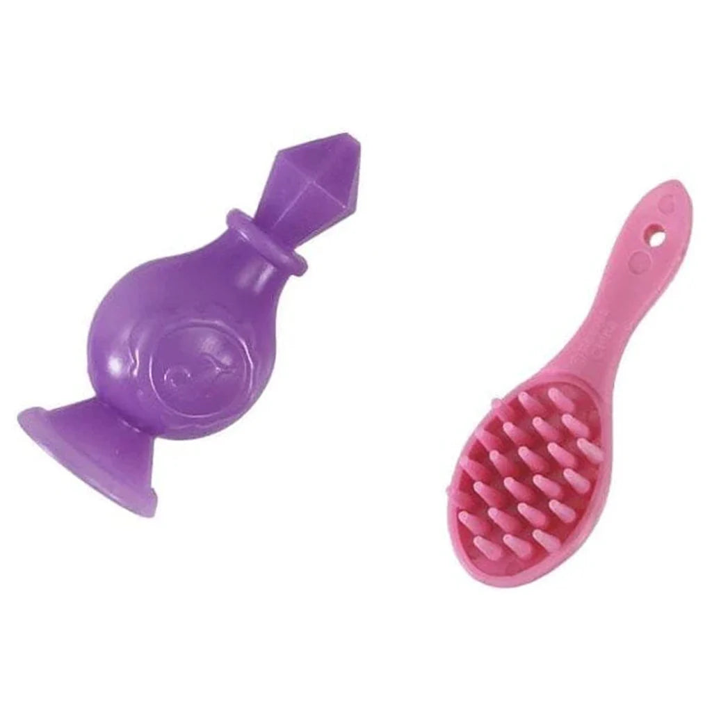 Breyer Activity Luna Bath Time Unicorn.. Purple and pink pet grooming tool on a white background