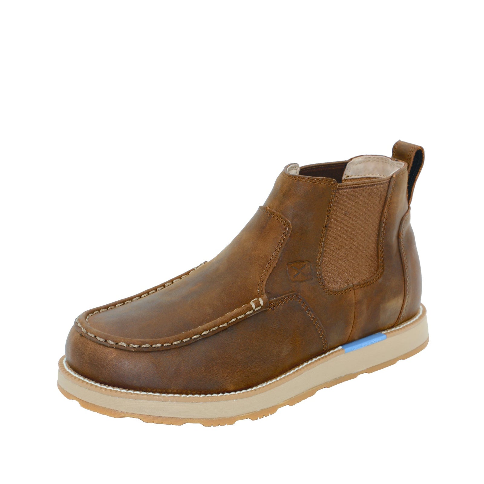 Brown leather shoe on a white background