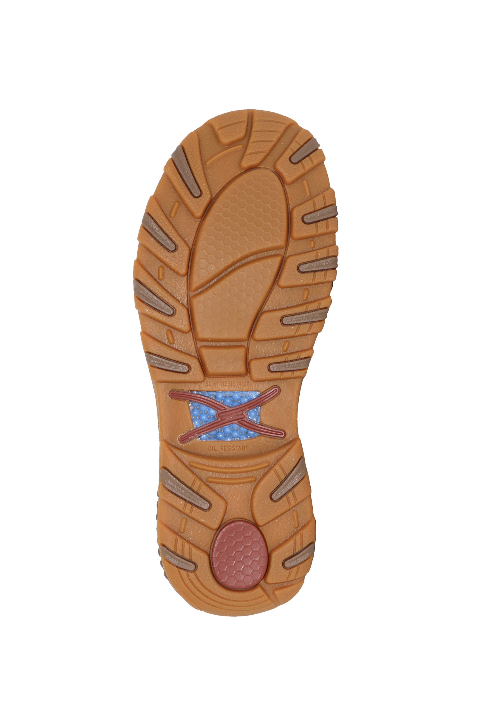 Twisted X Men's Cellstretch Slip On Driving Moc. Brown leather slip-on shoe on a white background