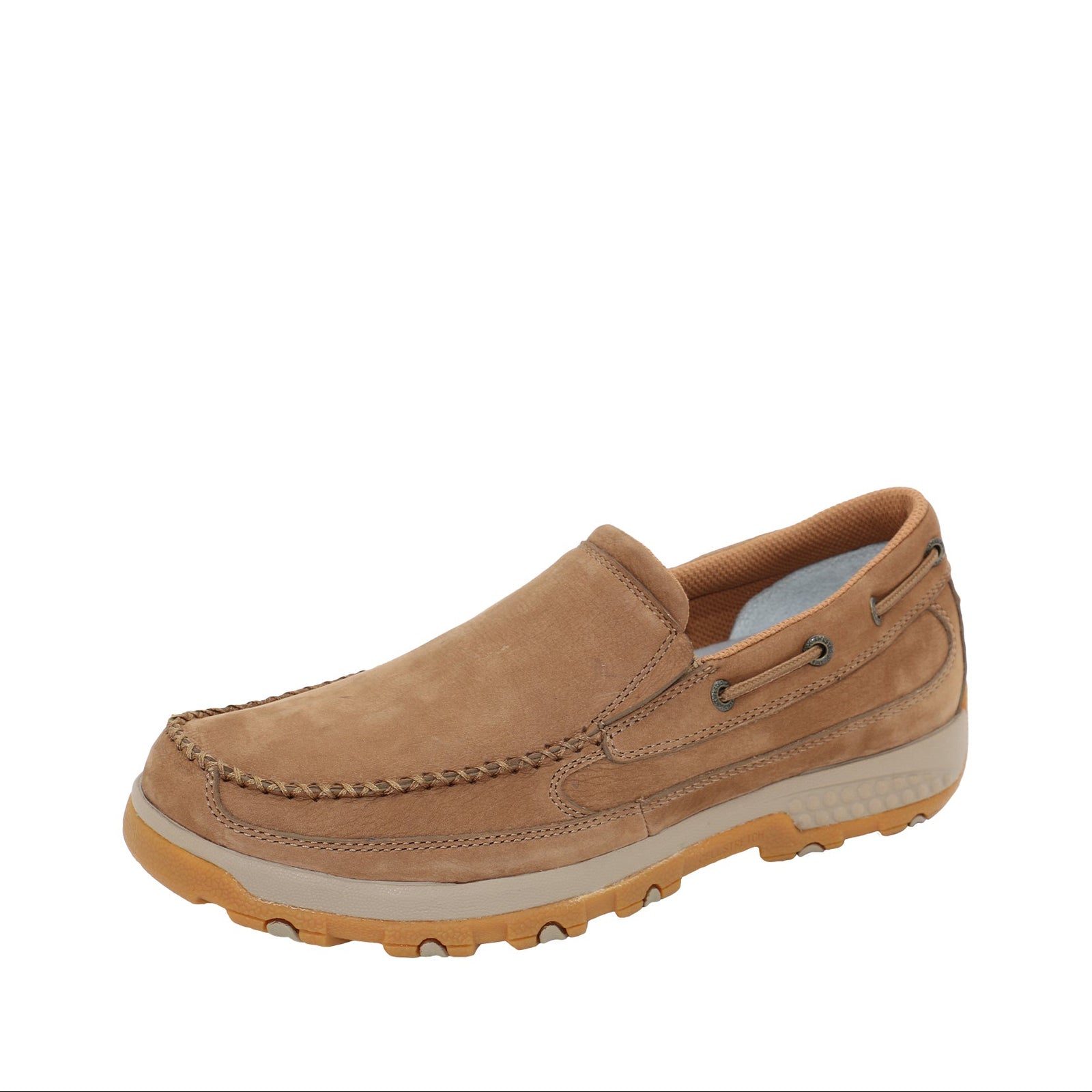 Tan loafer shoe on a white background