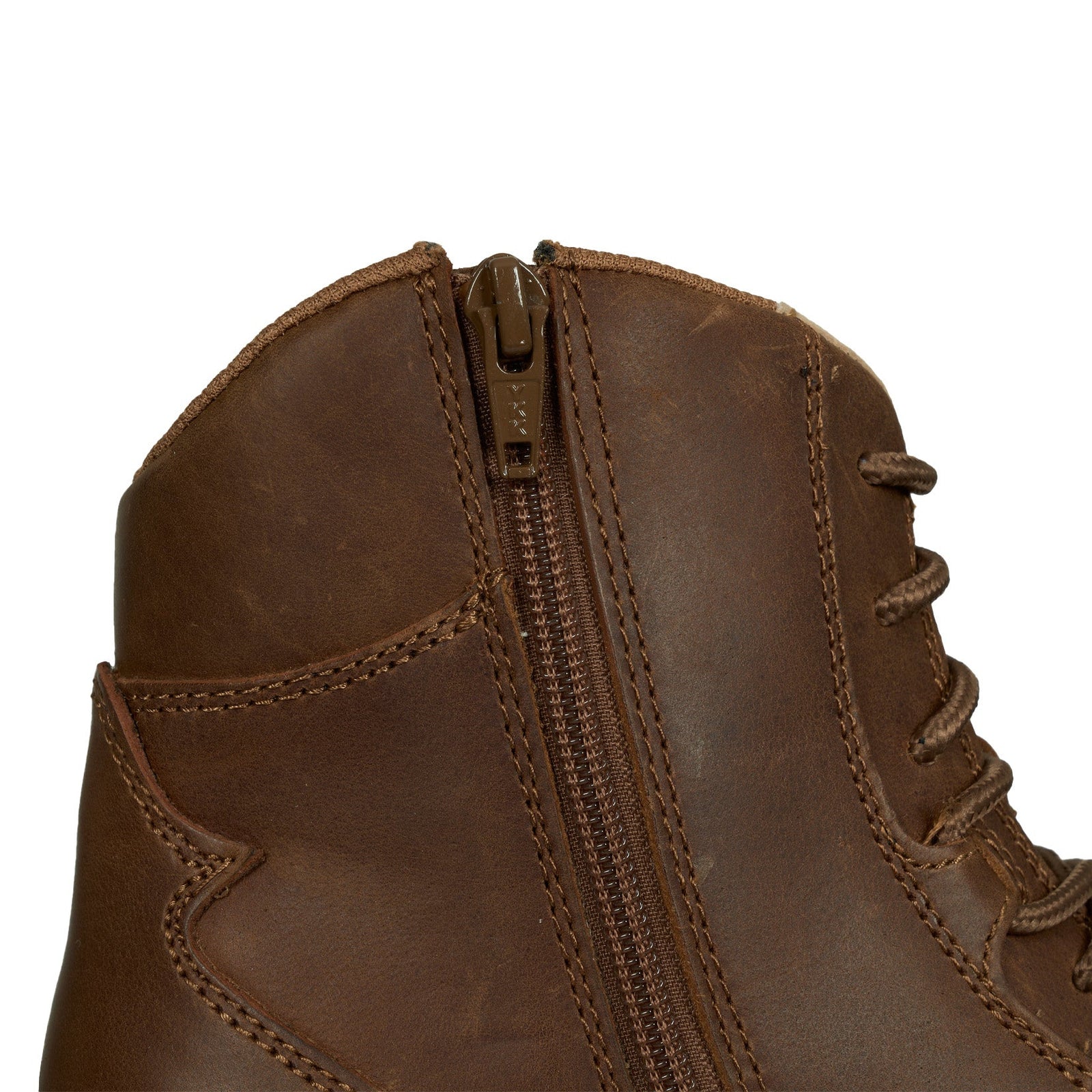 Twisted X Men's 6" Tech X1 Zip Side Western Boot. Brown leather boot on a white background