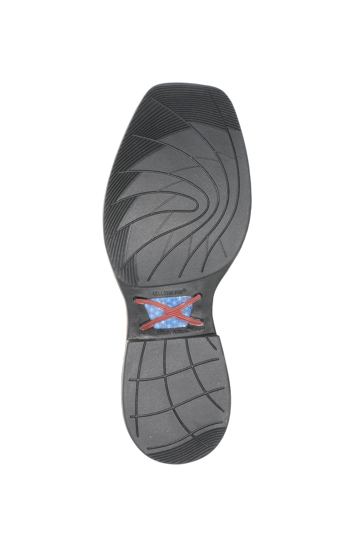 Twisted X Men's 5" Tech X1 Chelsea Boot. Gray shoe sole with a brand logo on a white background
