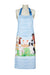 A Thomas Cook Farmyard Apron featuring a striped pattern with farm animals printed on the lower part.