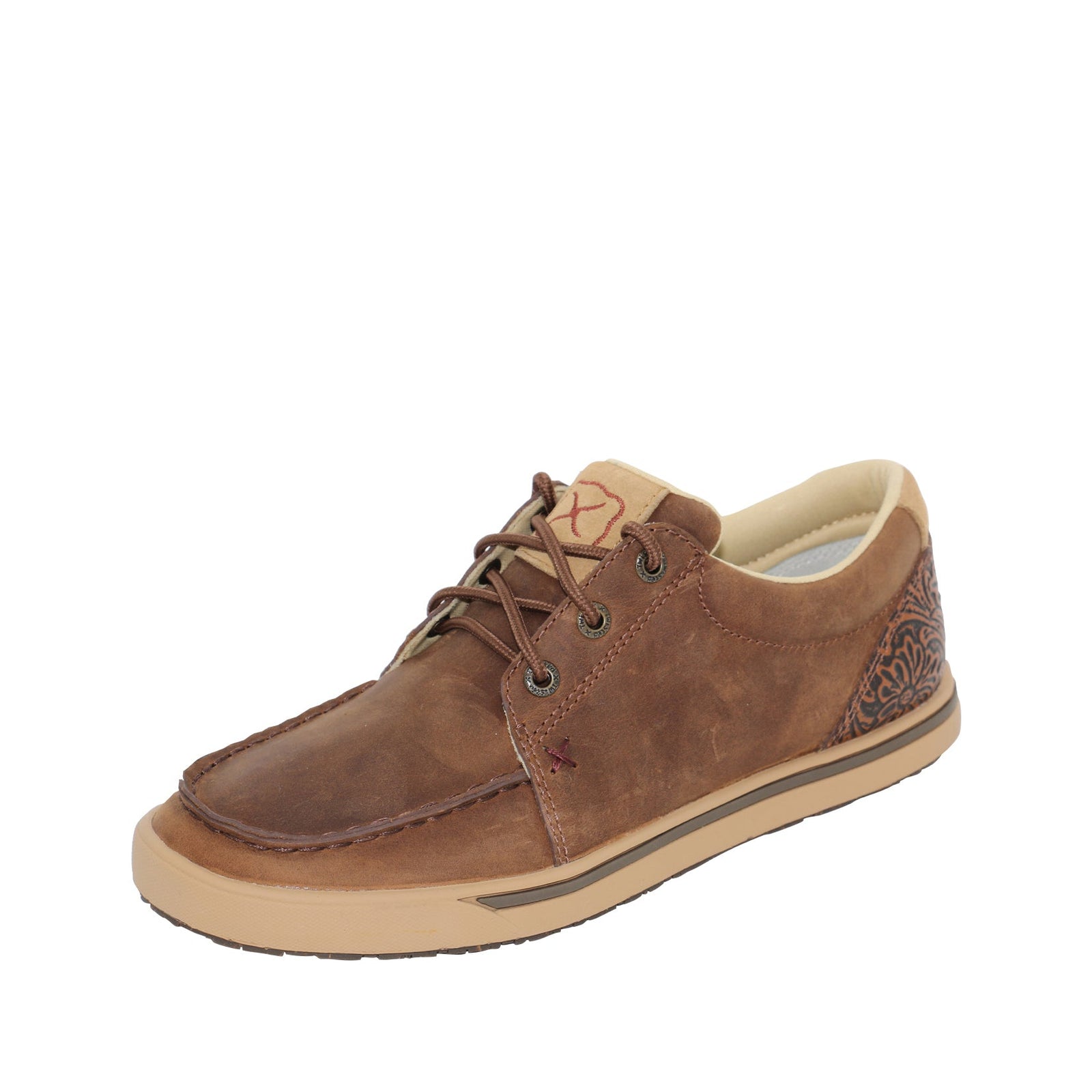 Twisted X Women's Leather Loper Lace Up. Brown casual shoe on a white background