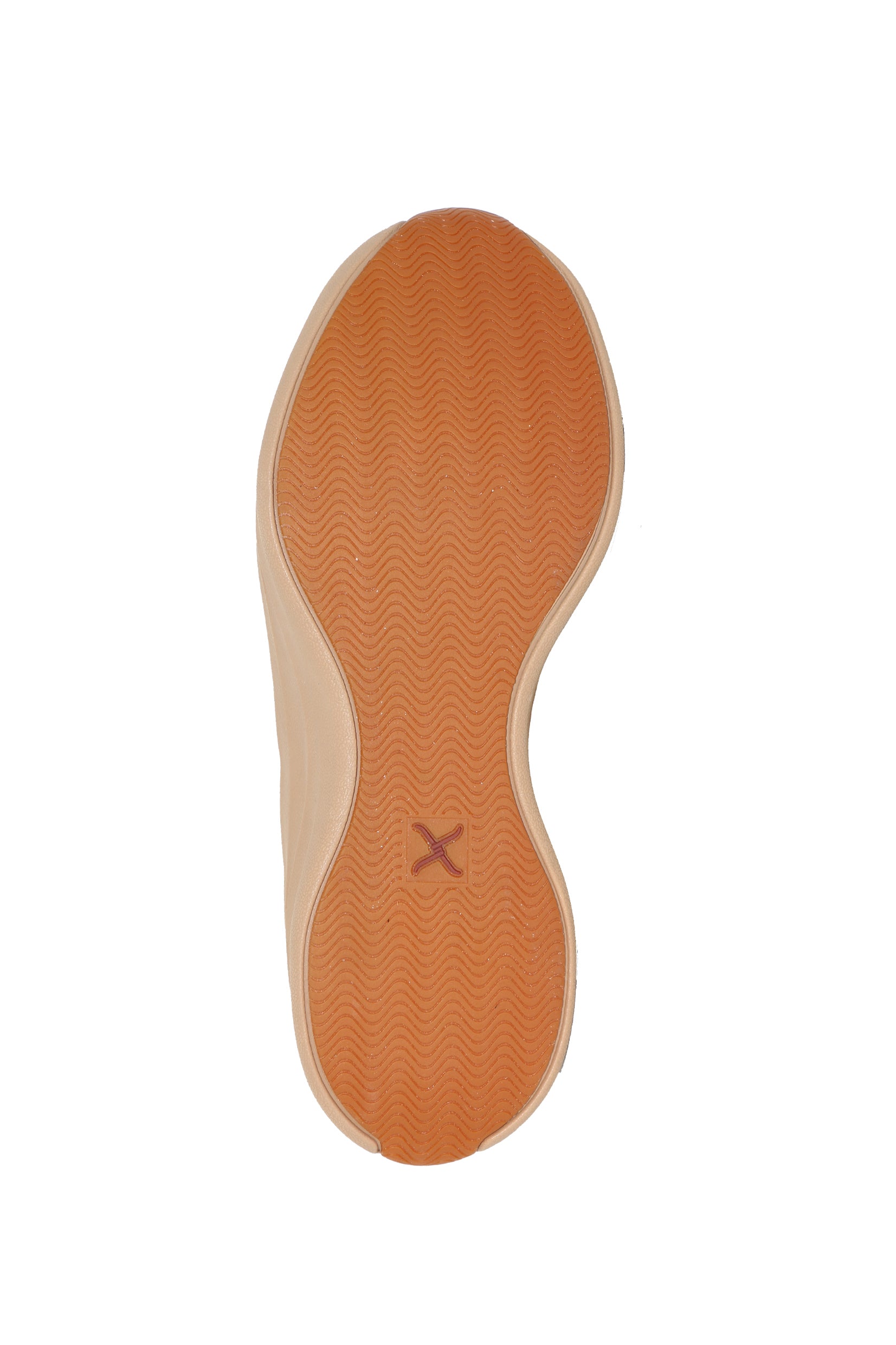 Twisted X Women's Ultralite X Casual. Brown leather shoe with embossed design on a white background