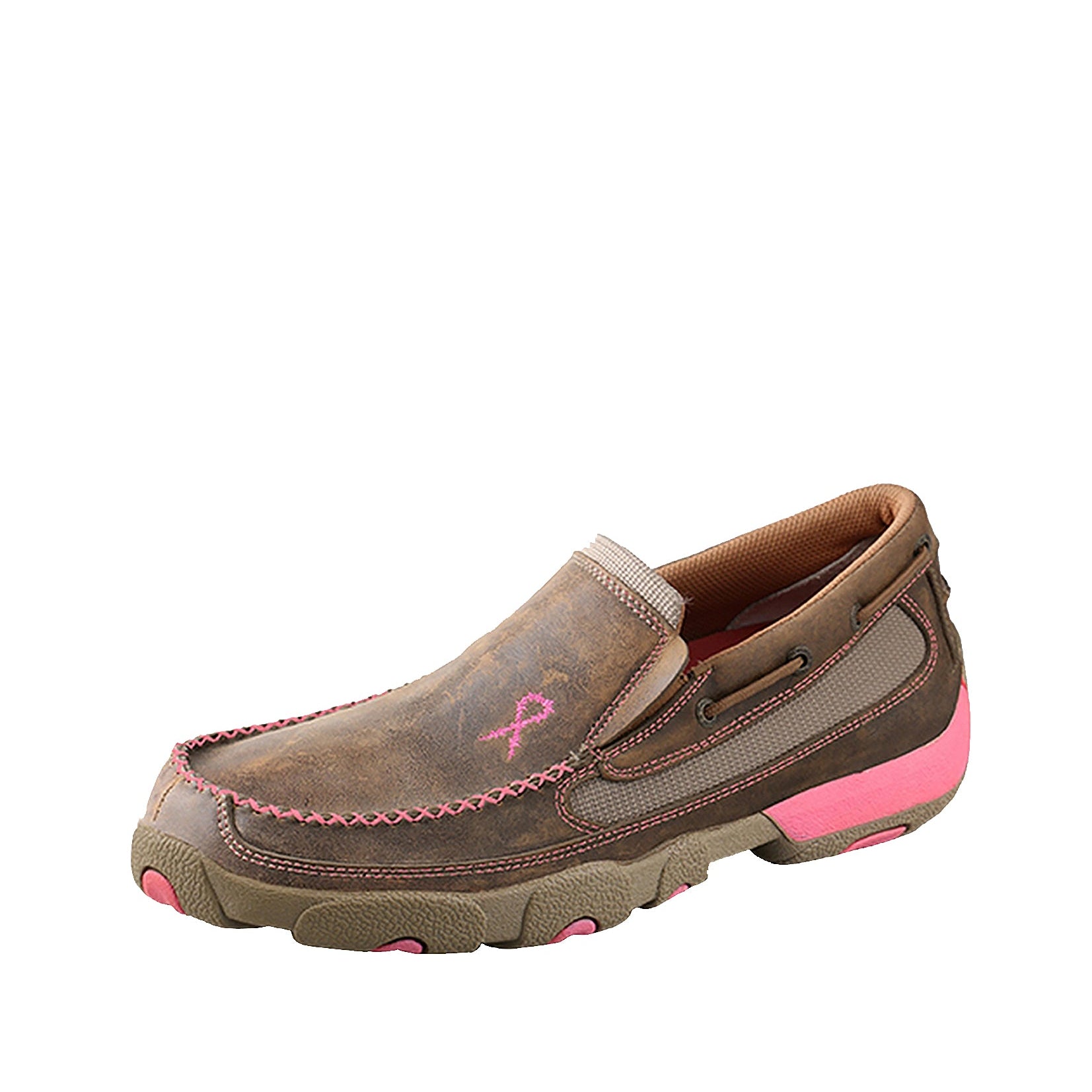 Twisted X Women's Pink Ribbon Slip on Moc