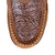 Twisted X Women's Tooled CellStretch Mocs Slip On. Brown slip-on shoe with decorative patterns on a white background