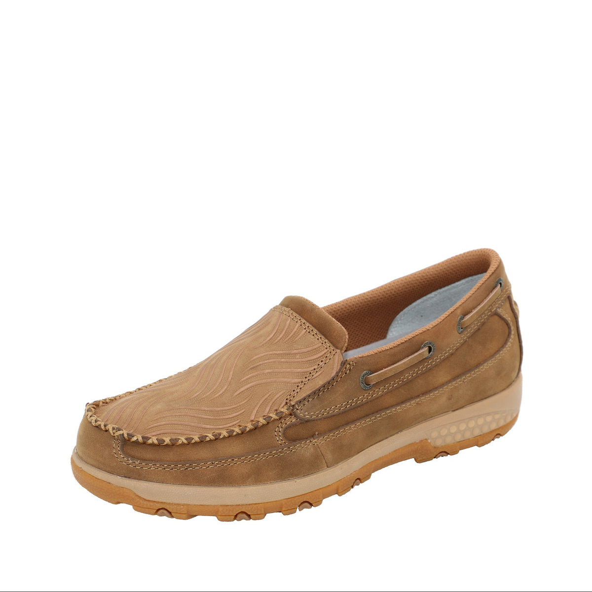 Tan casual shoe on a white background