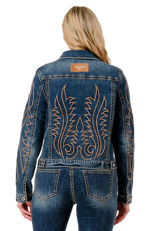 Grace In LA Women's Toe Bug Embroidered Jacket