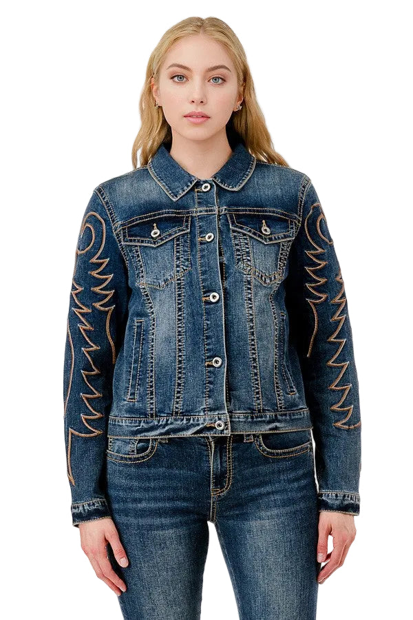 Grace In LA Women's Toe Bug Embroidered Jacket