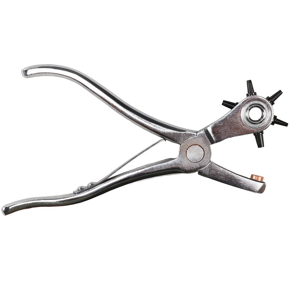 SS Deluxe Leather Punch. Metal hole puncher on a white background