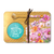 Lisa Pollock Wistful Wildflowers Tea Time Tray. Placemat with floral design, spoon, and 'Tea time' coaster on a white background