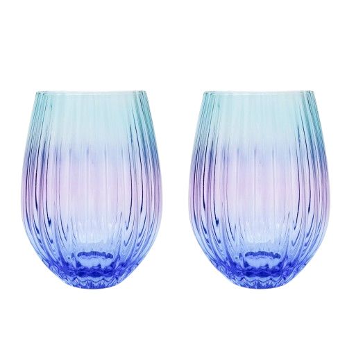 Urban Products Ellie Ombre Stemless Glass Aqua & Blue