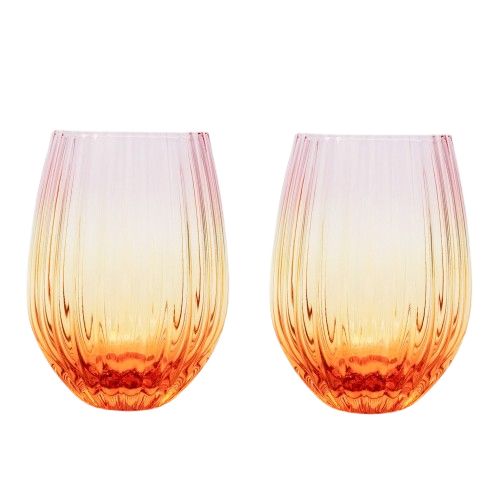 Urban Products Ellie Ombre Stemless Glass Pink &amp; Yellow