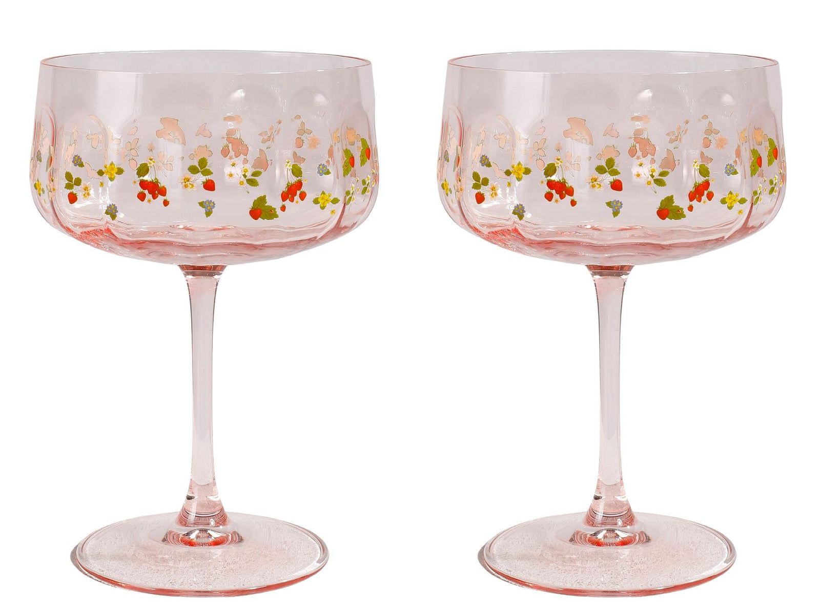 Urban Products Pink Strawberry Fields Floral Coupe Glass
