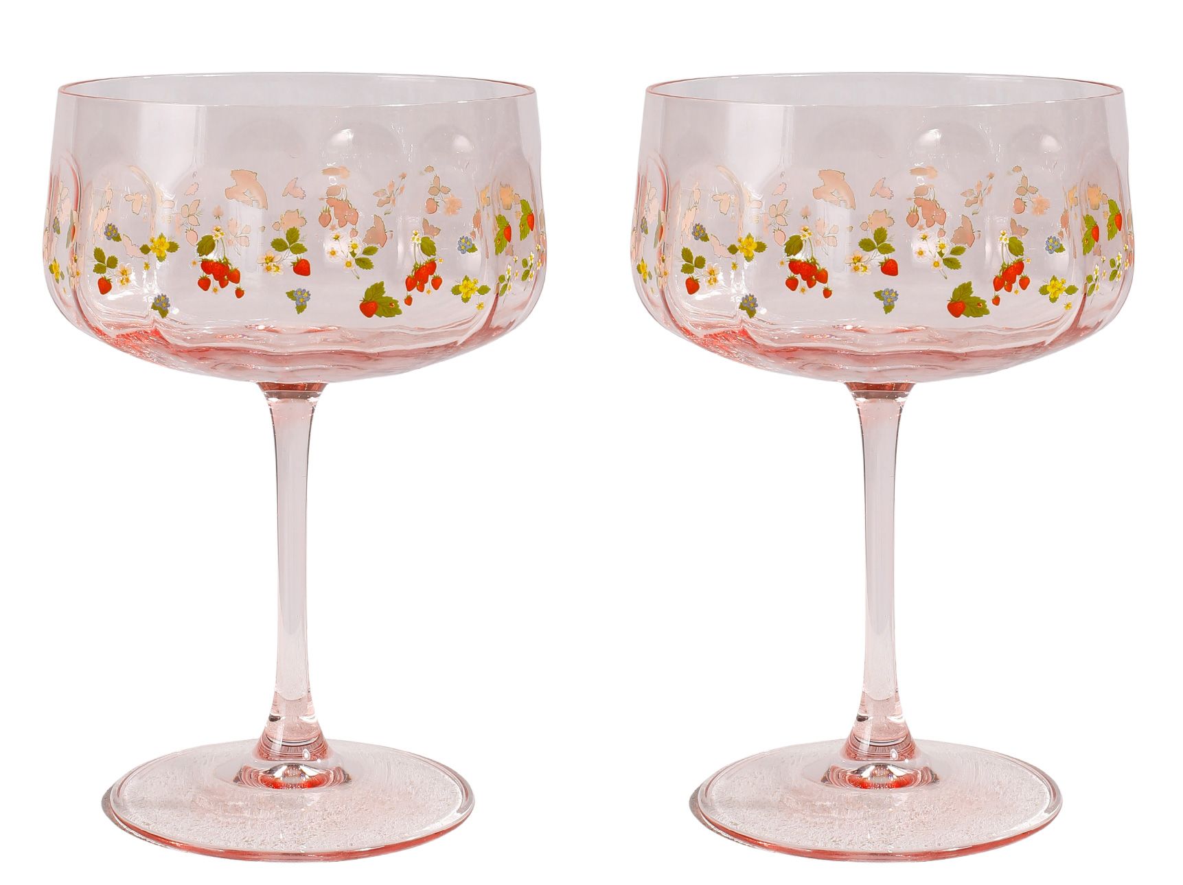 Urban Products Pink Strawberry Fields Floral Coupe Glass