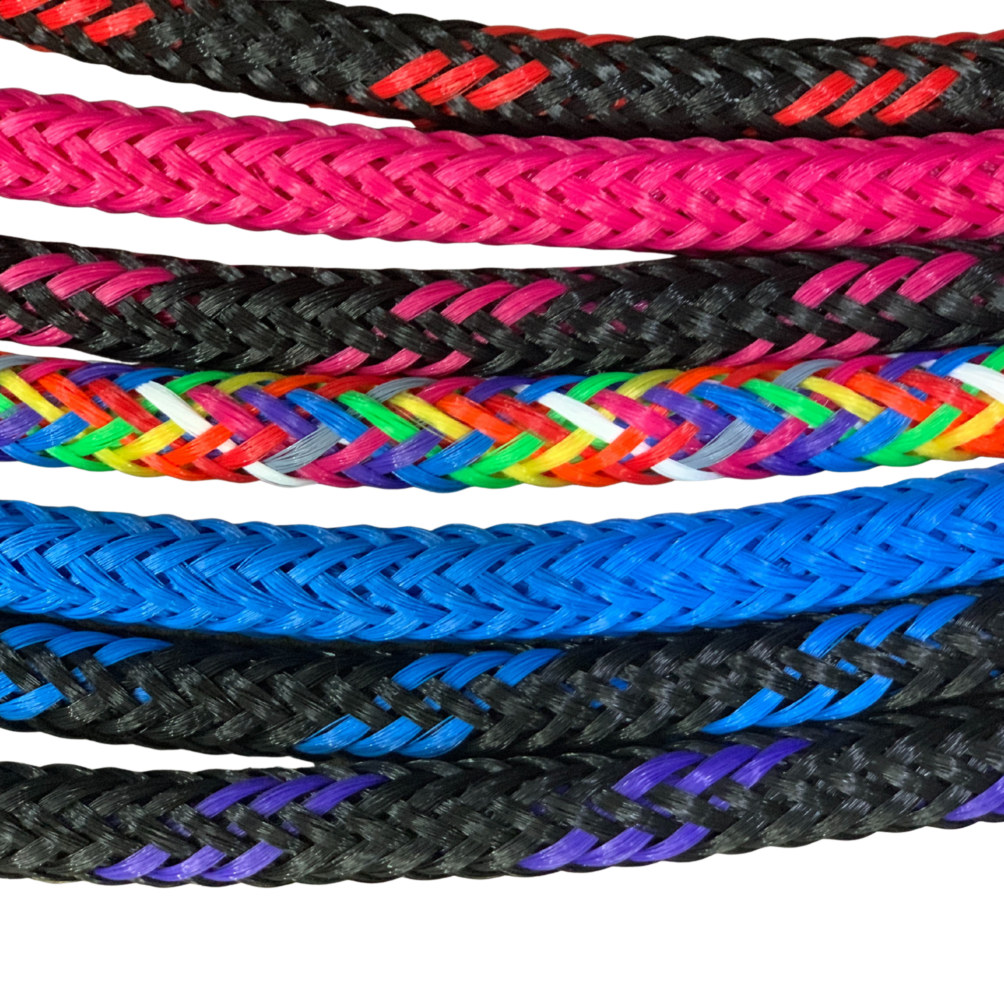 Krackin Whips 4'6 Whip. Collection of braided ropes in various colors on a white background