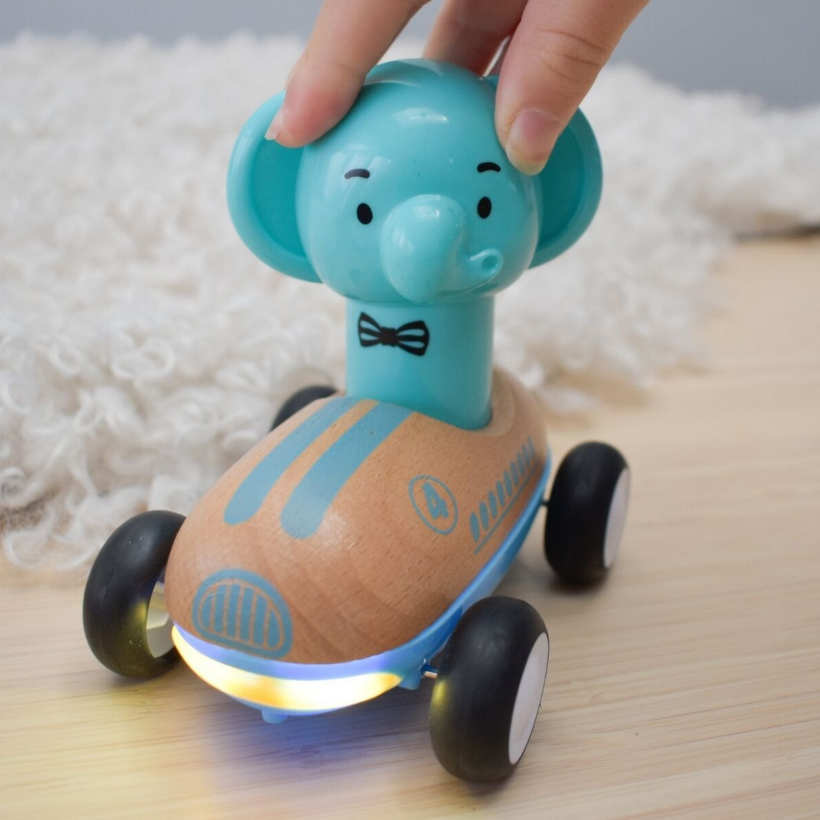 Wooden Press Go Racer Elephant with Sound & Light Eleganter