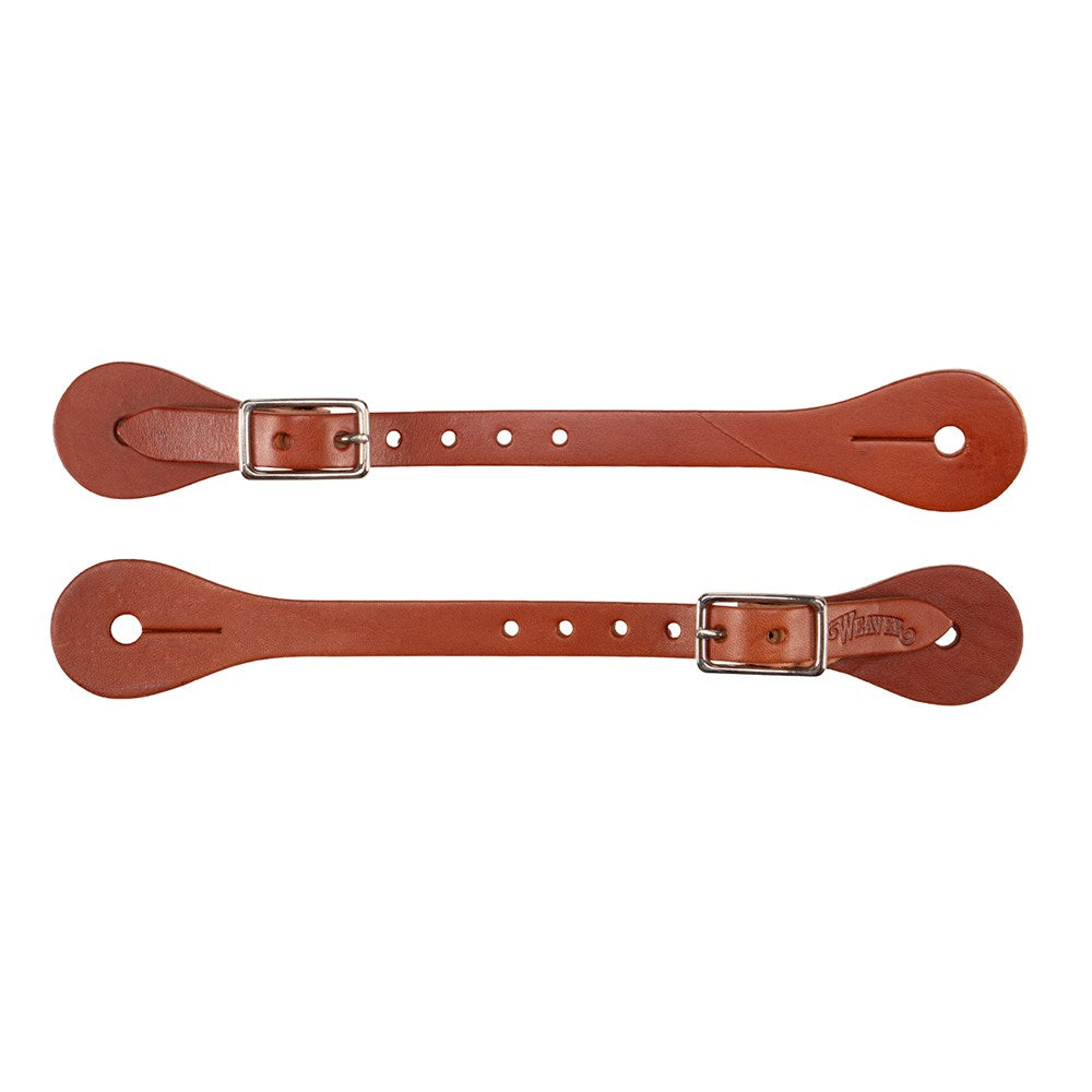 Two brown leather strap accessories with silver-tone metal buckles, shown horizontally on a plain white background.