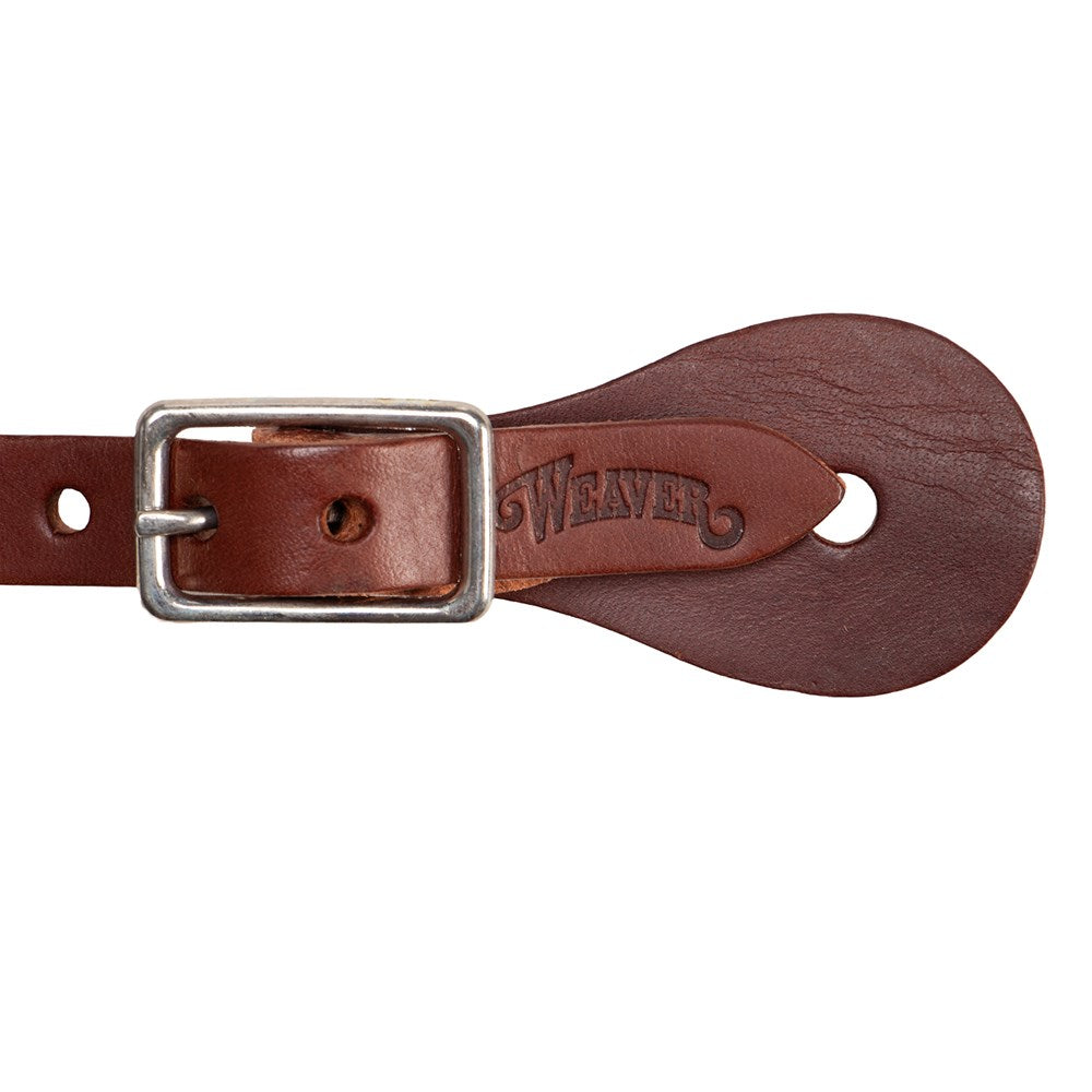 A close-up of a brown leather strap with a silver metal buckle and a leather keeper embossed with the brand name 'GWEENER'.