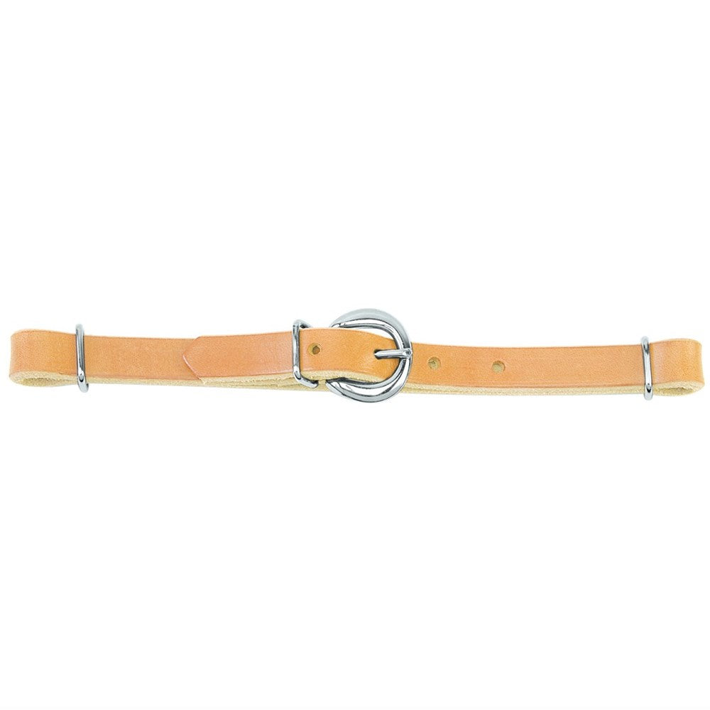 Weaver Horizons Collection Straight Curb Strap. Tan belt with a silver ring buckle on a white background