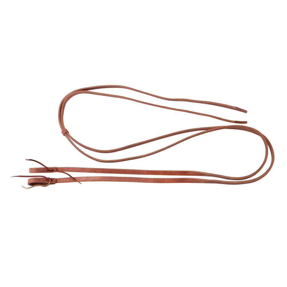 Weaver Heavy 1/2" Harness Reins. Brown leather lanyard on a white background