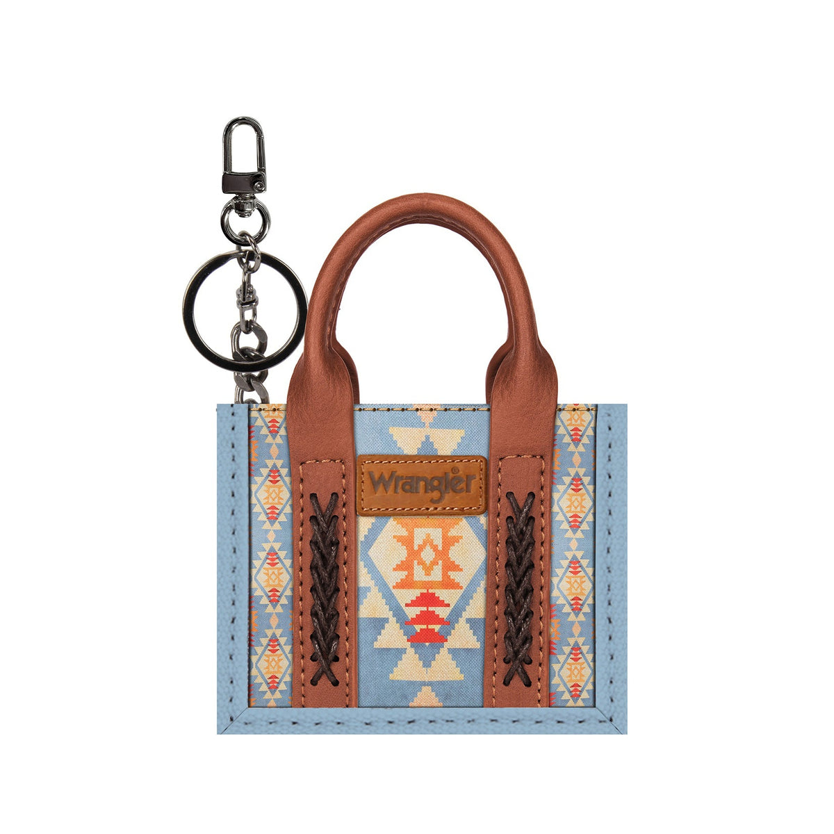 Small bag with a keychain attached on a white background