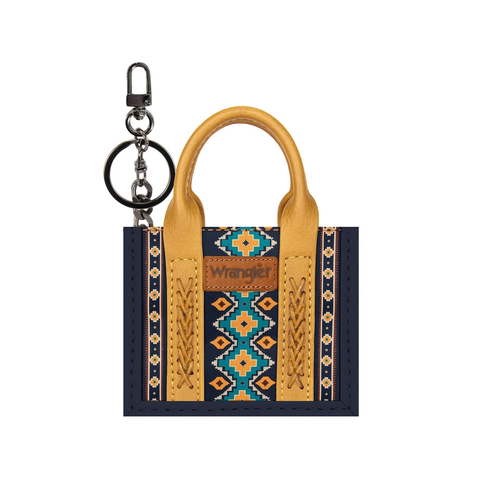 Small bag with a keychain attached on a white background