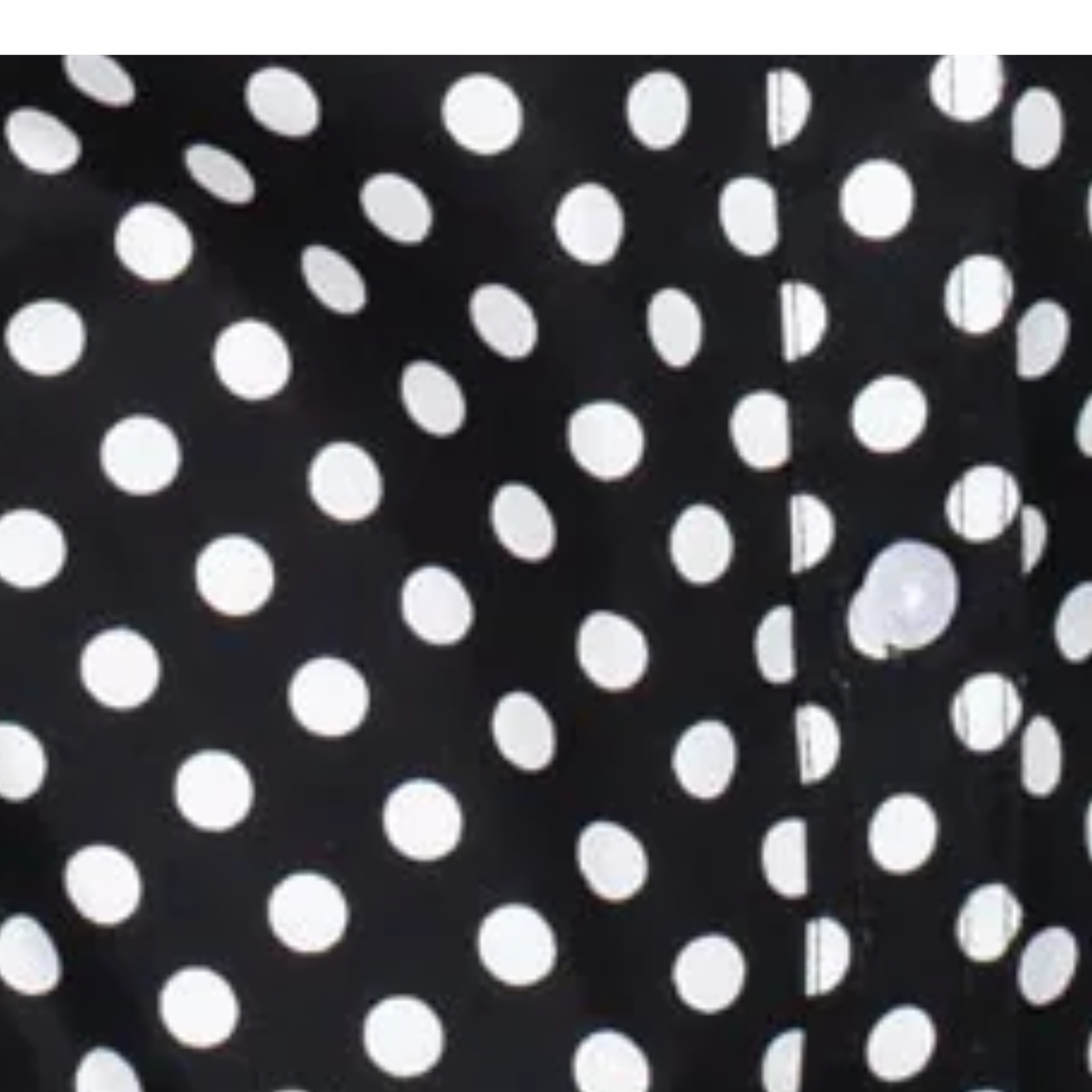 Close-up of black fabric with white polka dots