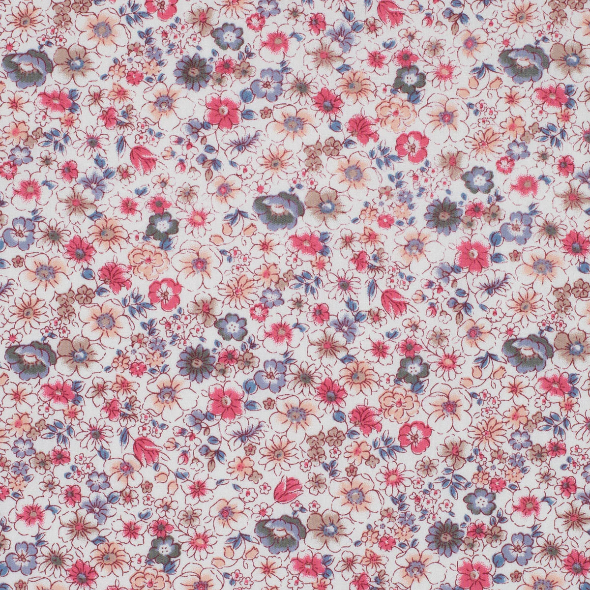 Just Country Women's Georgie Half Button Print Workshirt. Floral pattern with small flowers in pink, blue, and green on a light background