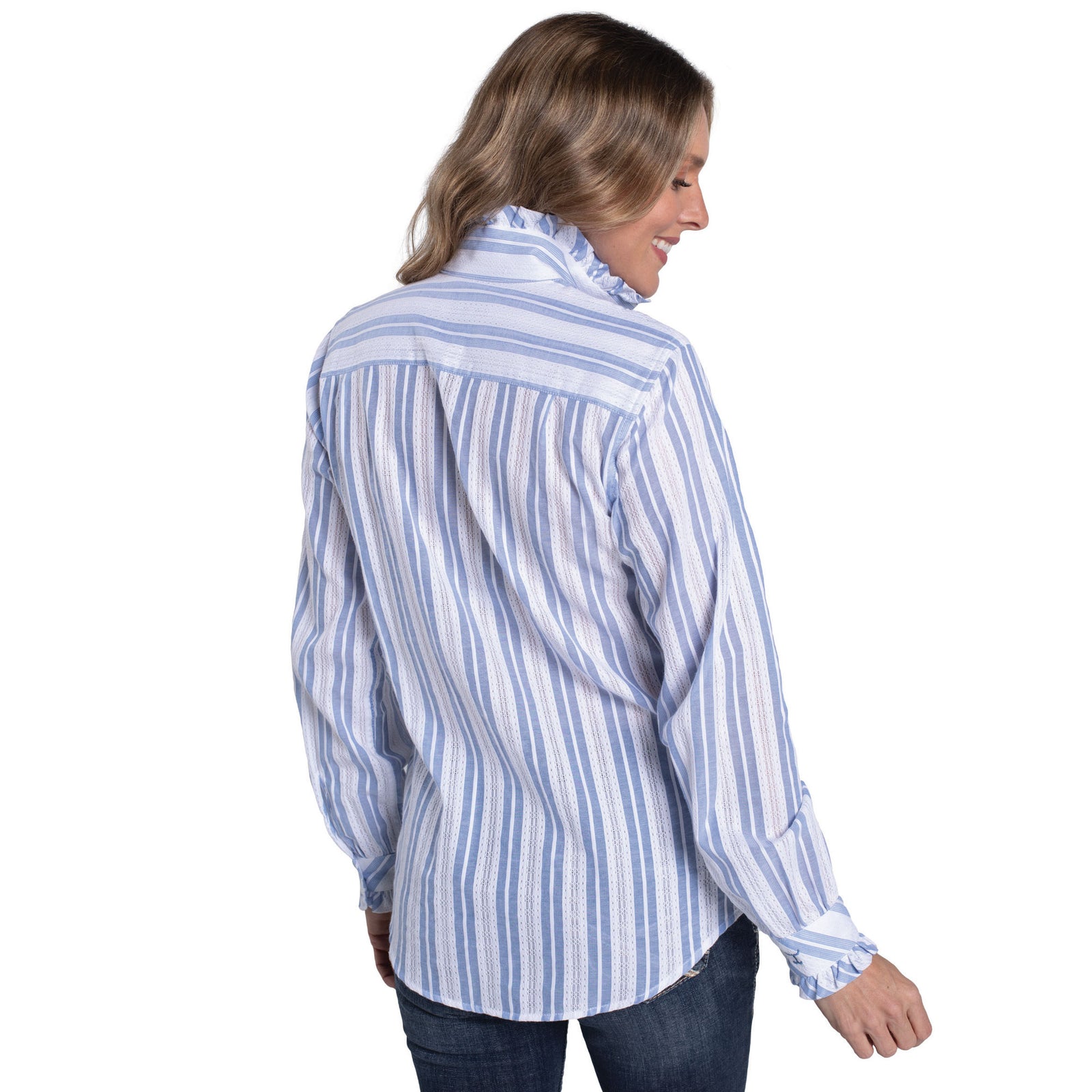 Just Country Women's Abbey Frills Sull Button Stripe L/S Shirt