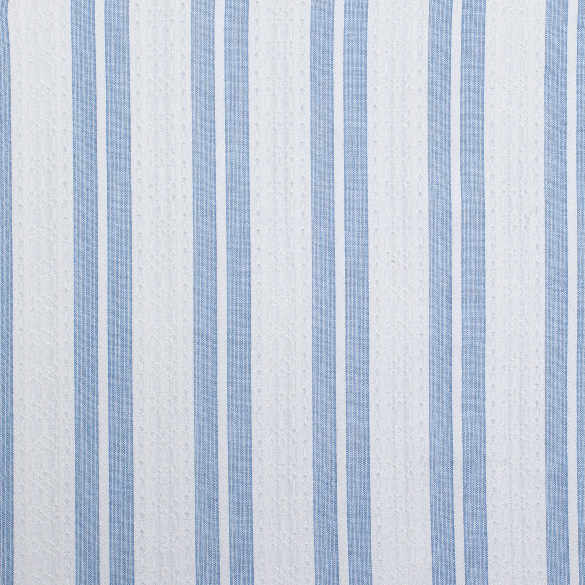 Textile with blue and white vertical stripes on a white background
