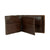 Wrangler Men's Nash Bi-Fold Wallet. Brown leather wallet with embossed design on a white background