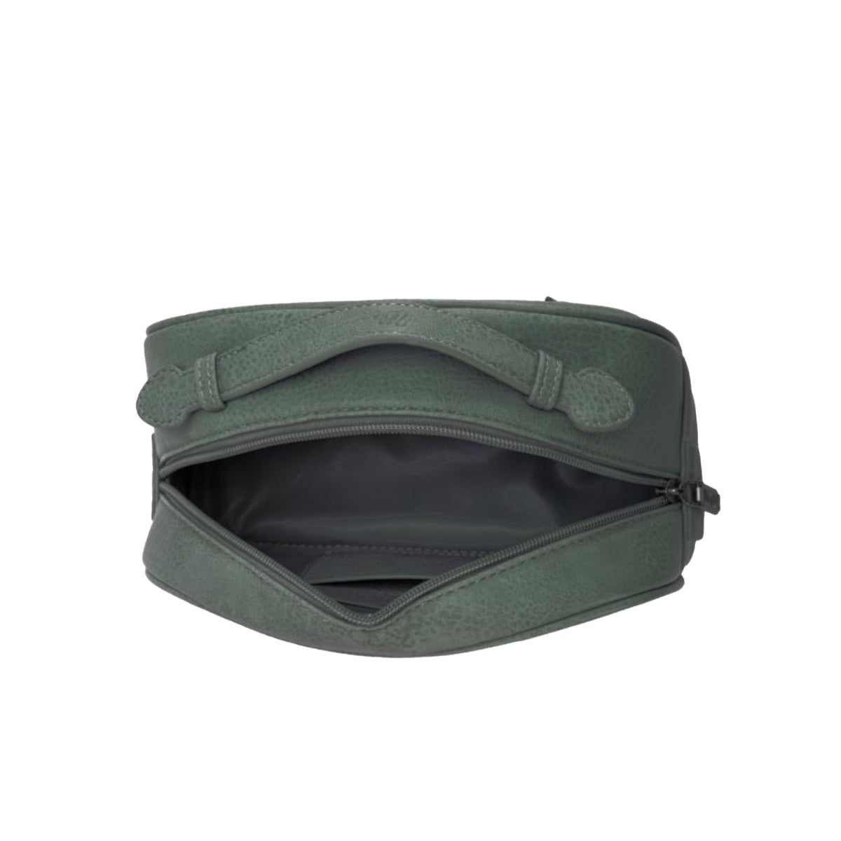 Wrangler western green cosmetic bag with decorative bootstitch patterns on a white background